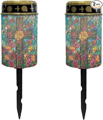 Floral-Cross Outdoor Solar Pathway Lights,Warm White Lantern Garden Lights Solar Powered Walkway Lights Waterproof Landscape Decoration Lighting for Yard Patio Driveway Table Lamp