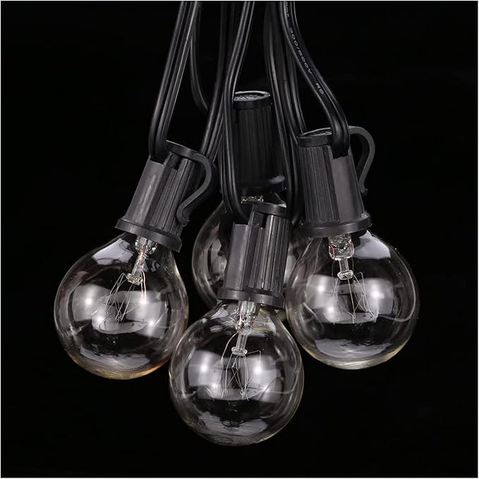 Outdoor String Lights Mains Powered Festoon Lighting 25FT G40 IP44 for Indoor & Outdoor Backyard Patio Cafe Garden Party Decoration Warm White Tomshine