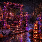 Nisocy 100FT Purple Orange Halloween String Lights