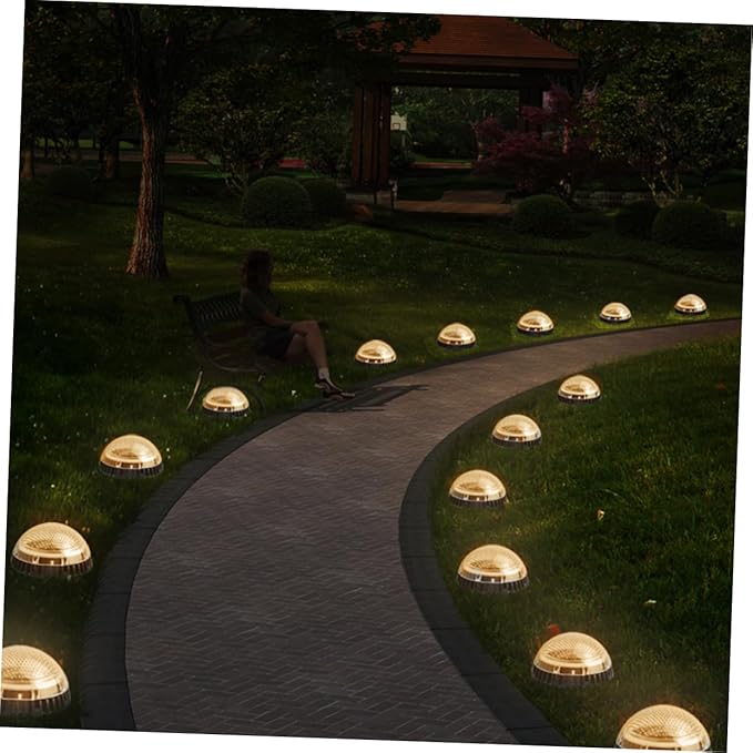 Happyyami 4pcs Solar Outdoor Lights Pathway Garden Solar-Powered Ground Lamp Landscape Decorative Lamp for Outdoor Use Warm Light