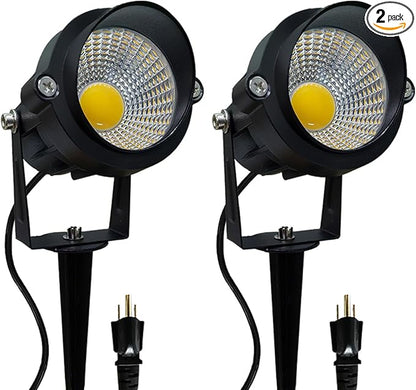 LED Outdoor Landscape Spotlight - 120V 12W Warm White Waterproof Spot Lights for Yard House Flag Tree, Lighting Decorations for Christmas Halloween(2 Pack)