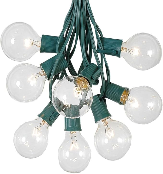 G50 Patio String Lights with 125 Clear Globe Bulbs – Outdoor String Lights – Market Bistro Café Hanging String | Lumora