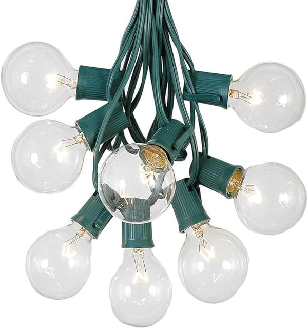 G50 Patio String Lights with 125 Clear Globe Bulbs – Outdoor String Lights – Market Bistro Café Hanging String | Lumora