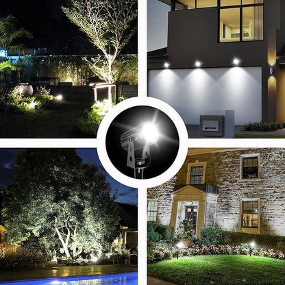 IgnisTerra Solar Spotlights 4-in-1 - Lighting Sensor & IP65 Waterproof, Auto On/Off for Garden, Yard, Driveway & Pool - 200LM Super Bright White & Red Light Modes