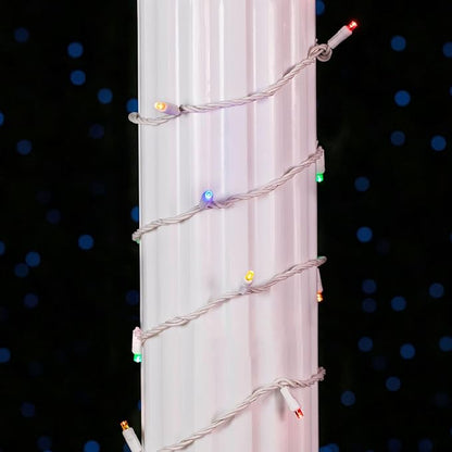 Novelty Lights 34ft Christmas String Lights, 100 Multicolor LED Bulbs on White Wire, 4" Spacing, Connectable Indoor Outdoor Commercial Grade Lighting for Holidays Patio Weddings