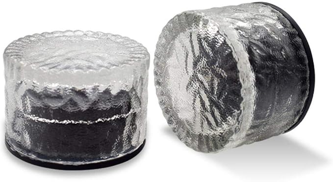 Solar Brick Light Glass Brick Light Round Ice Cube Solar Lights LED In-ground Buried Brick Landscape Path Light for Garden Courtyard Pathway Patio Pool Pond Outdoor Decoration,2 Pack Warm White