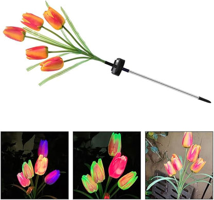 Solar Garden Lights LED Solar Flowers Lights with 5 Tulip for Yard Patio Lawn Pathway Garden Decorations