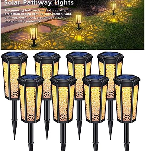 cjc Solar Pathway Lights, Auto On/Off Waterproof Outdoor Solar Garden Lawn Lights 2 Working Modes Decorative LED Landscape Lights for Path, Patio, Yard, Lawn, Walkway, Driveway, Pool, Set of 8