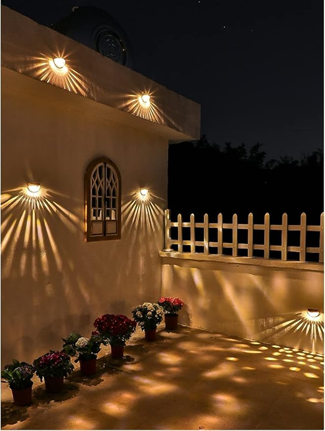 Ulalaza 2Pcs Solar Decking Lights RGB+ Changing Solar Step Lights Outdoor Waterproof Stair Lights for Fence, Deck Patio, Front Door, Stair, Yard & Driveway Path Warm White