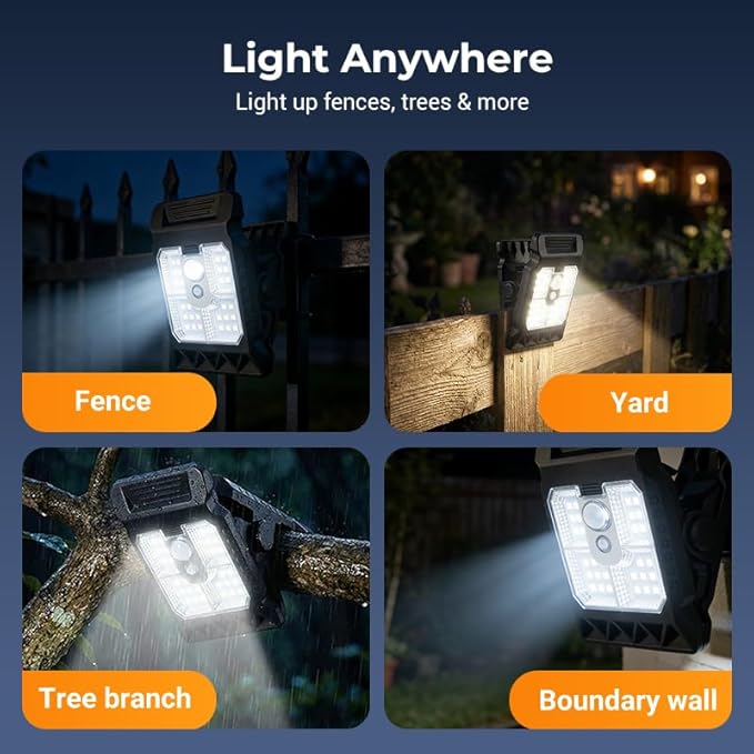 Solar Clip Light with Motion Sensor, 2026 New Portable Outdoor LED Light for Camping, Adjustable Clip On LED Light | Lumora