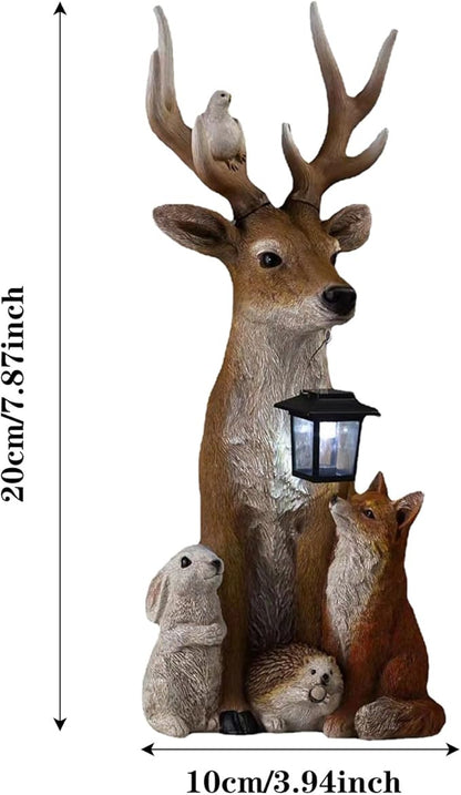 Creative Deer Rabbit Hedgehog Wolf Modeling Sculpture Lights, Small Animal Solar Resin Sculpture Lamp, Outdoor Solar Statue Lamps, Waterproof Energy Saving for Garden Lawn Yard Decoration (Brown)