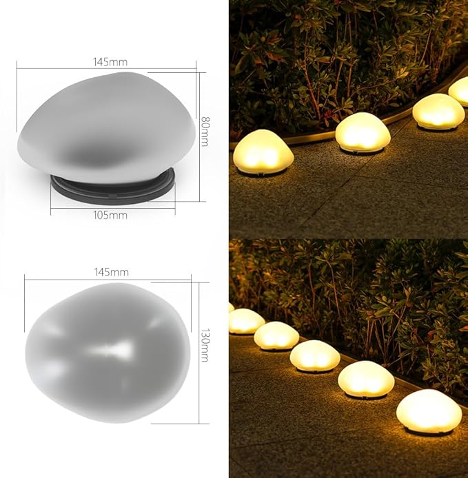 LED Solar Powered Goose Warm Stone Lights, Warm Light Outdoor Courtyard Decorative Tile Stone Lights Wireless Twilight to Dawn Waterproof Garden Road Landscape Lamp.
