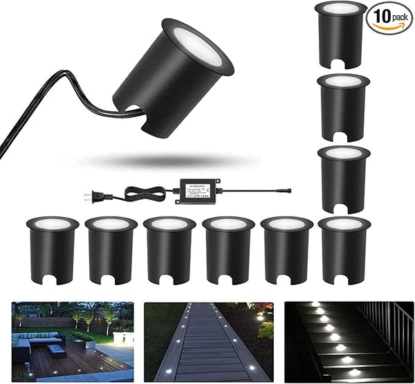RNEHON 10 Pack Recessed LED Deck Light Kit,12V Low Voltage In Ground Outdoor LED Landscape Lighting IP67 | Lumora