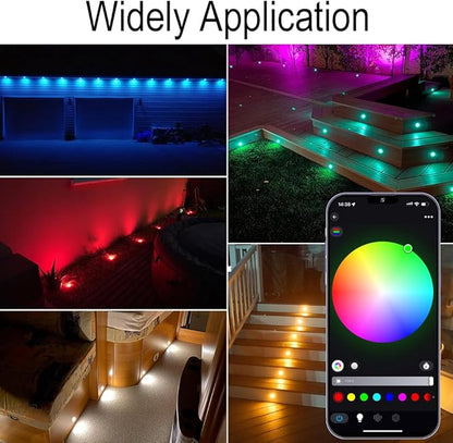 LED Deck Lights Kit, 30 Pack Φ1.22" Low Voltage WiFi Smart Recessed RGBW Deck Lighting with App/Voice Control, Waterproof IP67 In Ground Landscape Lighting for Outdoor Stairs Steps Floor Decor, Black