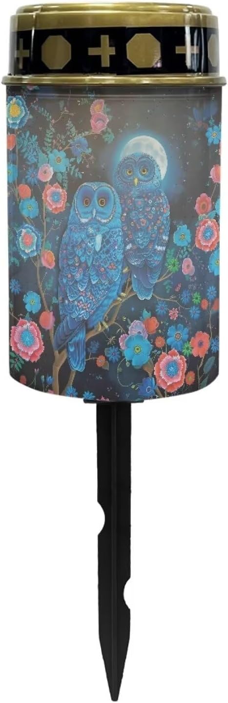 ZOUTAIRONG Night Owl Solar Glass Light Garden Stake Light, 2 Pack Cemetery Decorations for Grave Outdoor Lights, Jesus Light Memorial Gifts for Mother, for Christmas Garden Lawn Yard Patio Decor