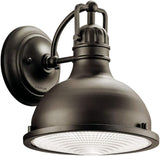 Kichler Hatteras Bay 9.5" 1 Light Indoor/Outdoor Wall Sconce with Clear Fresnel Lens in Olde Bronze | Lumora