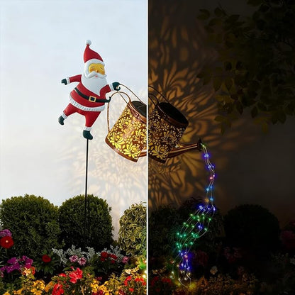 2026 New Christmas Solar Kettle Lights Garden Lawn Decorative Lights Santa Kettle Ground Lamp Solar Led Night, Outdoor Christmas Decor for Pathway Yard Patio (Warm Light)