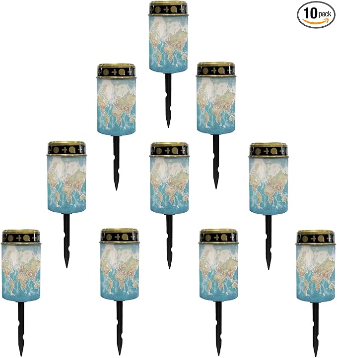 Map Solar Outdoor Lights,Solar Stake Lights Waterproof Solar Pathway Lights Landscape Lighting Solar Lantern Outdoor Garden Decorations for Yard Patio Tabletop