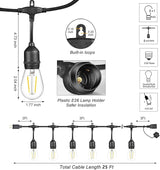 LED Patio String Lights, 35ft 18 Lights Solar Powered, E26 Socket with S14 Bulbs Weatherproof Outdoor Bistro Lights | Lumora