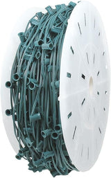 Novelty Lights 1,000 Feet C7/E12 Socketed Wire Spool, 36 Inch Spacing, Green Wire 10 Amp SPT-2 Commercial Grade | Lumora