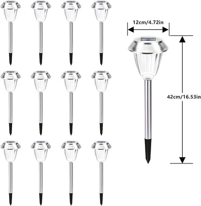 Solar Pathway Lights - 12 Pack Landscape Lawn Solar Lights Outdoor Waterproof，Super Bright LED Warm White & IP65 Garden Lights Stakes for Path, Yard Decoration, Driveway, Walkway