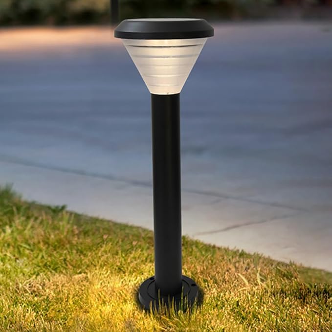 Solar Pathway Light IP65 Waterproof Landscape Lighting Black Aluminum Path Light with Warm Light 3000K LED Bollard Lighting Fixture for Garden Lawn Garage Walkway
