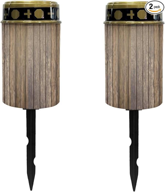 Vintage Wood Grain Solar Lights Outdoor Waterproof Solar Garden Stake Lights for Yard Patio Landscape Lighting Solar-Powered Fairy Lights Pretty Flameless Lights