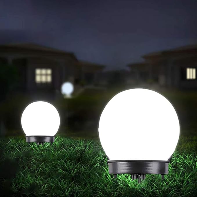 Solar Garden Lights, LED Solar Powered Globe Lights, White, Plastic, Waterproof, Outdoor Use Only