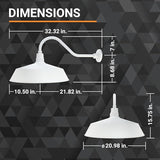 21in. White Oversized Outdoor Gooseneck Barn Light Fixture With 22in. Long Arm - Wall Sconce Farmhouse, Vintage | Lumora
