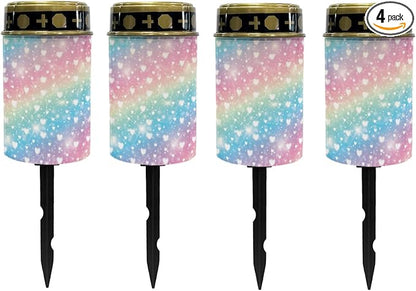 Rainbow Solar Lantern Outdoor Waterproof Solar Pathway Lights Garden Decoration for Yard Walkway Patio Path Solar Lights Fairy Lights Landscape Lighting Outdoor Table Lamp