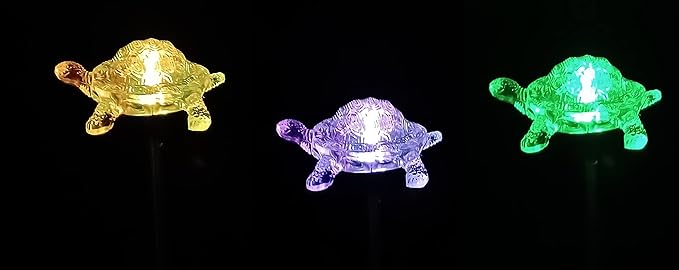 Starry Illuminate 3 PCS Solar Color Changing Style Garden Stake Light Pathway Stake Light (Turtle)