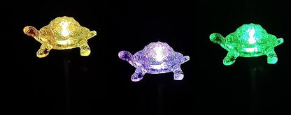 Starry Illuminate 3 PCS Solar Color Changing Style Garden Stake Light Pathway Stake Light (Turtle)