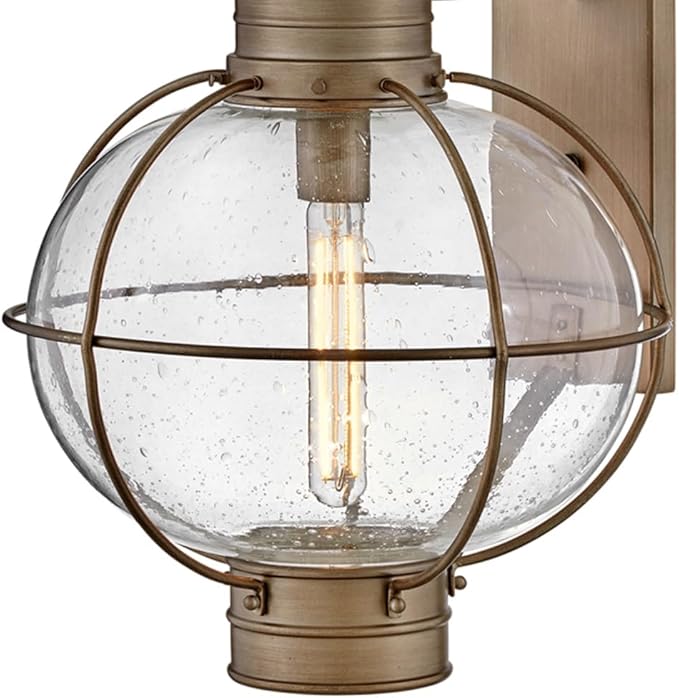 Hinkley Cape Cod 2205BU Large Outdoor Wall Mount Onion Lantern - Clear Seedy Glass, Wet Rated - Burnished Bronze