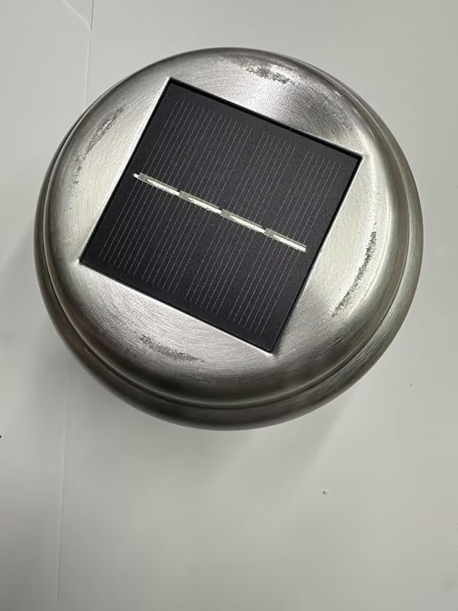 DERAYSION Replacement Solar Path Light Cap for Solar Pathway Lights, Clear Ribbed Glass with Brushed Metal Lid and Solar Panel, 1 Pack