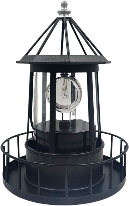 PXRJE Solar Lighthouse，LED Solar Powered Lighthouse, 360 Degree Rotating Lamp,Solar Powered Waterproof Lawn Lights,IP65 Waterproof LED Solar Lighthouse Garden Yard Outdoor Decor(Black)