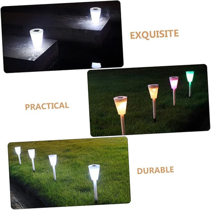 DOITOOL 4pcs Garden Solar Stake Lamp Outdoor Solar Light Hollow for Pathway Courtyard and Patio Decor Warm Atmosphere Lighting