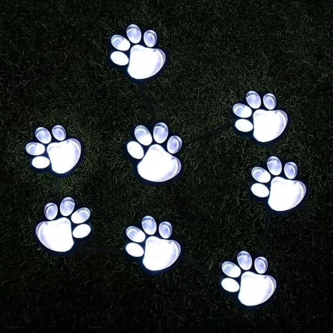 Solar Outdoor Lawn Light - IP55 Waterproof, Cute Paw Print Design, White/Warm Tone, No Assembly Required, Ready to | Lumora
