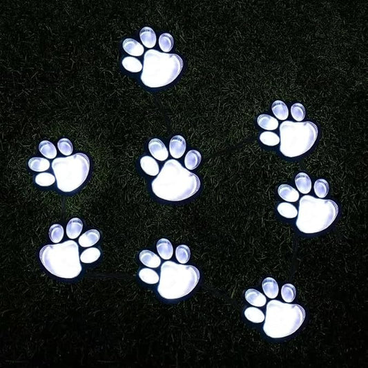 Solar Outdoor Lawn Light - IP55 Waterproof, Cute Paw Print Design, White/Warm Tone, No Assembly Required, Ready to Use. Decorate Your Garden and Lawn (9pcs)