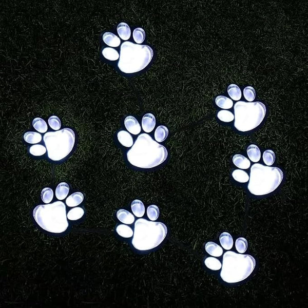 Solar Outdoor Lawn Light - IP55 Waterproof, Cute Paw Print Design, White/Warm Tone, No Assembly Required, Ready to | Lumora