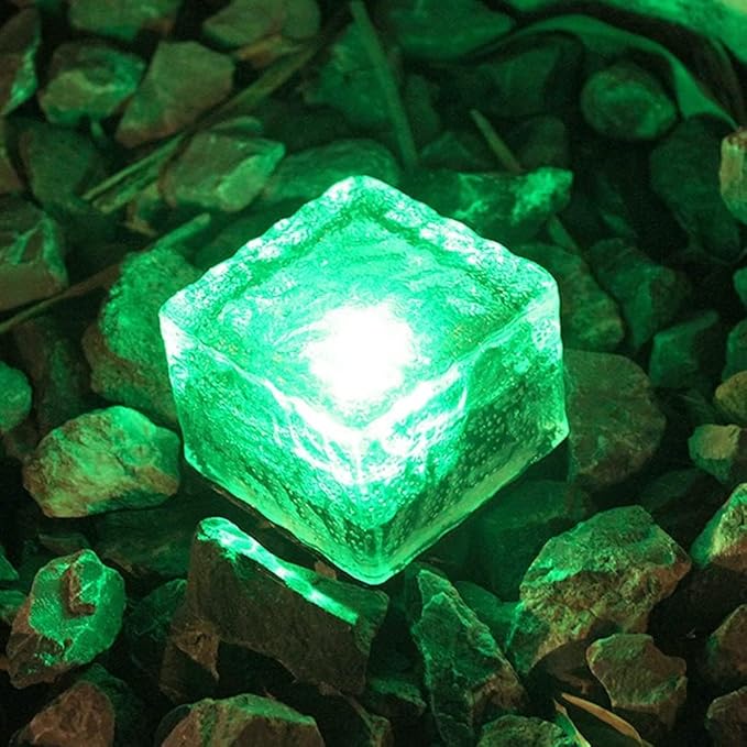 Solar Ice Glass Light,2 Packs Solar Powered Garden Lights, Waterproof IP68 Outdoor Table & Path Lights, Decorative | Lumora