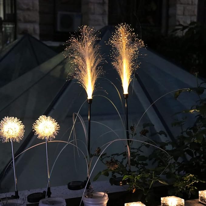 GUOCHENG Reed Solar Optical Lights Bulrush Shaped LED Waterproof Outdoor Garden Landscape Lights, Solar Flower Lights for Courtyard Pathway Flowerbed Patio Lawn Décor(2Pcs)