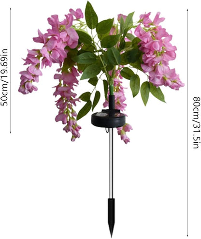 Solar Garden Lights Outdoor Waterproof Decorative Solar Lights Outdoor 1 Pack with Wisteria Flower Garden Decor Yard Patio Lawn, Gifts for Mother's Day Mom Women (Pink)