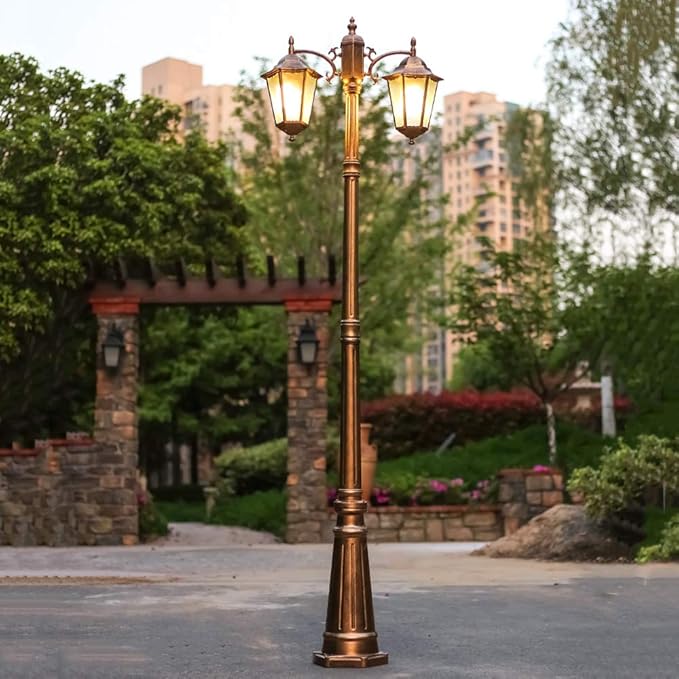 Lights Outdoor 2-Head European Creative Hexagon Streetlight Outdoor Waterproof Patio Landscape Lantern Edison E27 | Lumora