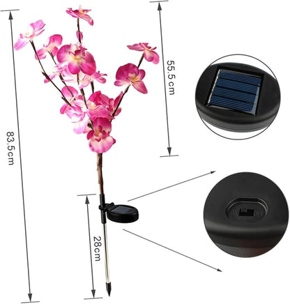 2pcs Orchid Shape Solar Ground Plug Lights Outdoor Garden Solar Lights for Pathway and Landscape Waterproof Decorative Colorful Shades