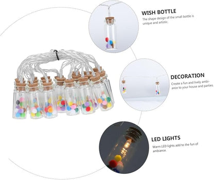 Scene LED Wish Bottle String Light Colorful Pom-Pom Indoor Decor Battery-Free Fairy Light Cork Stopper for Parties and Home Decoration
