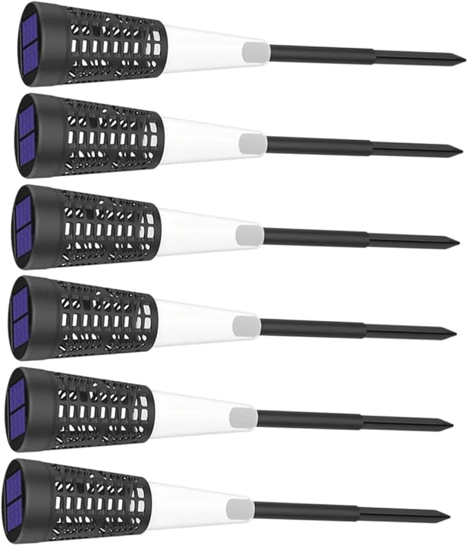 6pcs Solar Stake Lights Outdoor Garden Pathway Solar Lawn Lights Warm and Colorful Projection with Hollow Cone Design for Patio Yard Decor