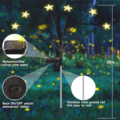 8-Pack 64 LED Solar Swaying Lights Outdoor Solar Powered Firefly Lights Garden Decor Waterproof Pathway Light Wind Landscape Lights Warm Yellow for Pathway Lawn Patio Courtyard Decor (Colorful)