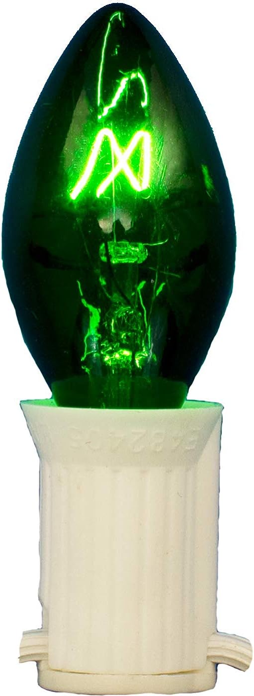 EST. LEE DISPLAY L D 1902 Outdoor Patio String Lights Bulbs & Green Hanging Cord Set Christmas Holiday Seasonal Light Bulbs & Cord Included 25FT C-9 E17 (White Wire, Green)