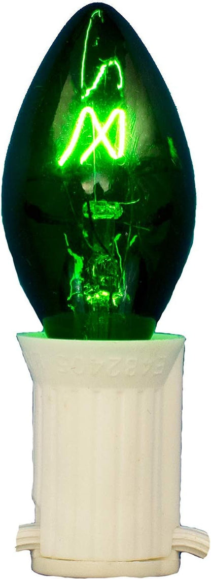 EST. LEE DISPLAY L D 1902 Outdoor Patio String Lights Bulbs & Green Hanging Cord Set Christmas Holiday Seasonal Light Bulbs & Cord Included 25FT C-9 E17 (White Wire, Green)