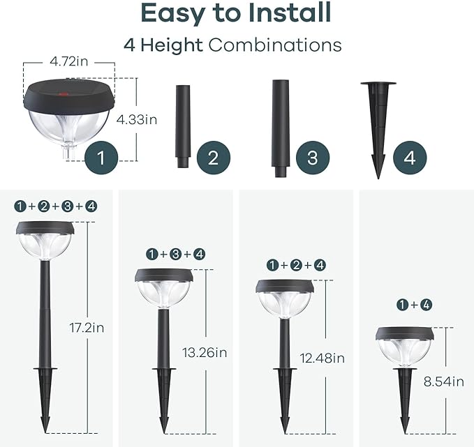 Linkind Solar Pathway Lights 8 Pack, Solar Lights Outdoor Warm White Waterproof, Adjustable Solar Powered for | Lumora